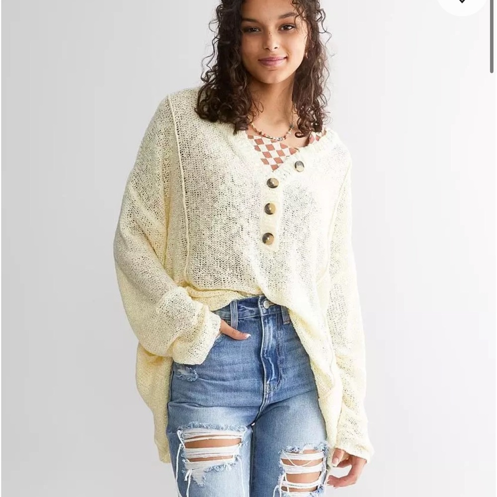 BKE Oversized Henley Sweater